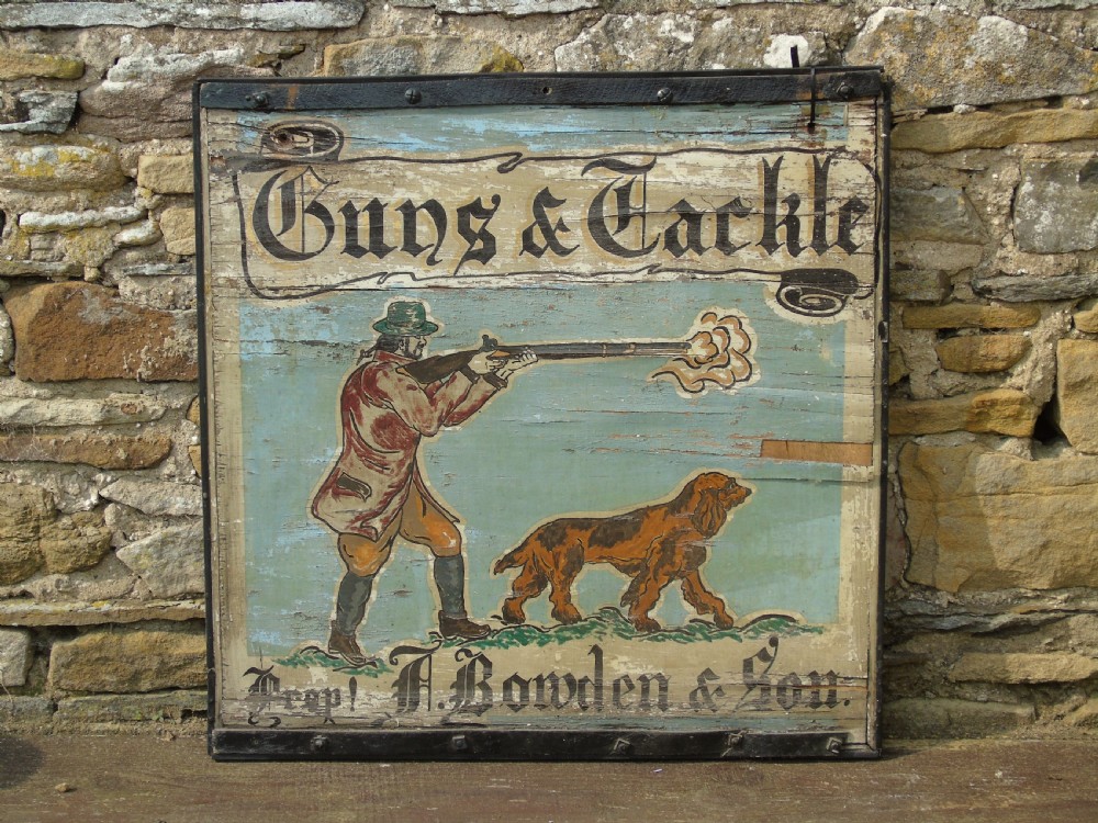Antique Advertising Sign 'Guns and Tackle' View II