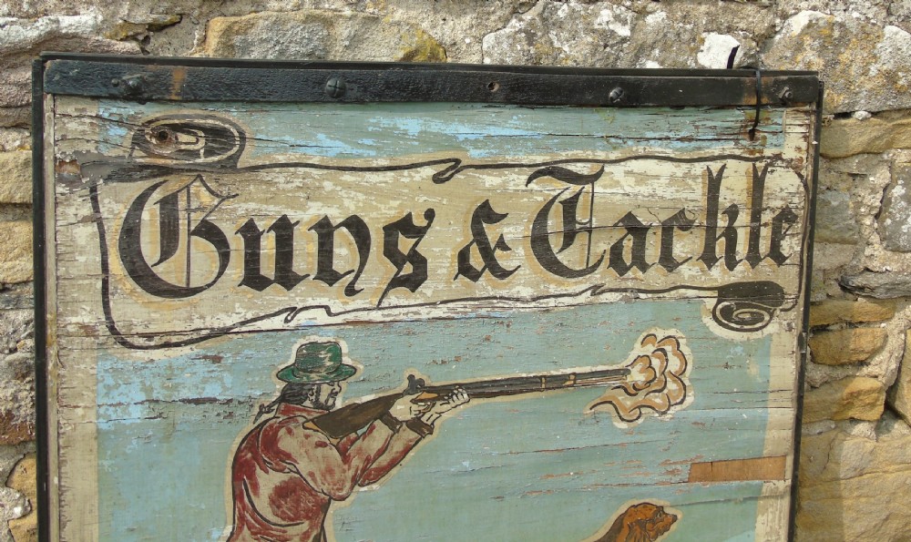 Antique Advertising Sign 'Guns and Tackle' View V