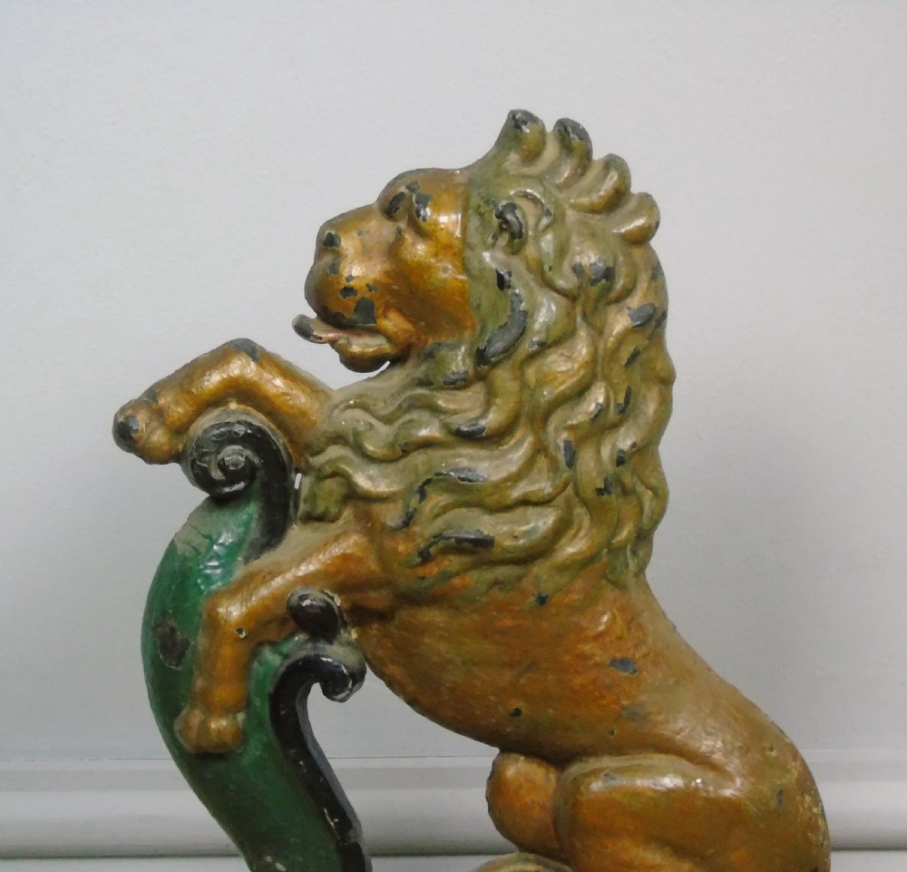Antique Cast Iron Rampant Lion Doorstop Original Paint View II