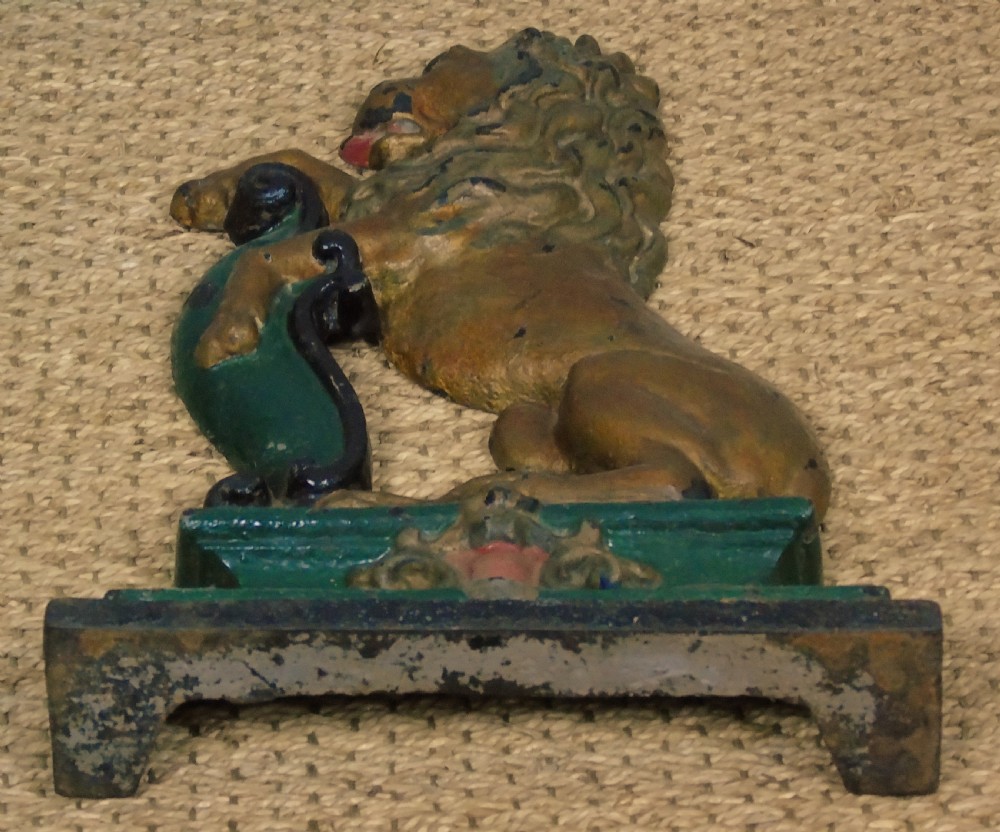 Antique Cast Iron Rampant Lion Doorstop Original Paint View IV