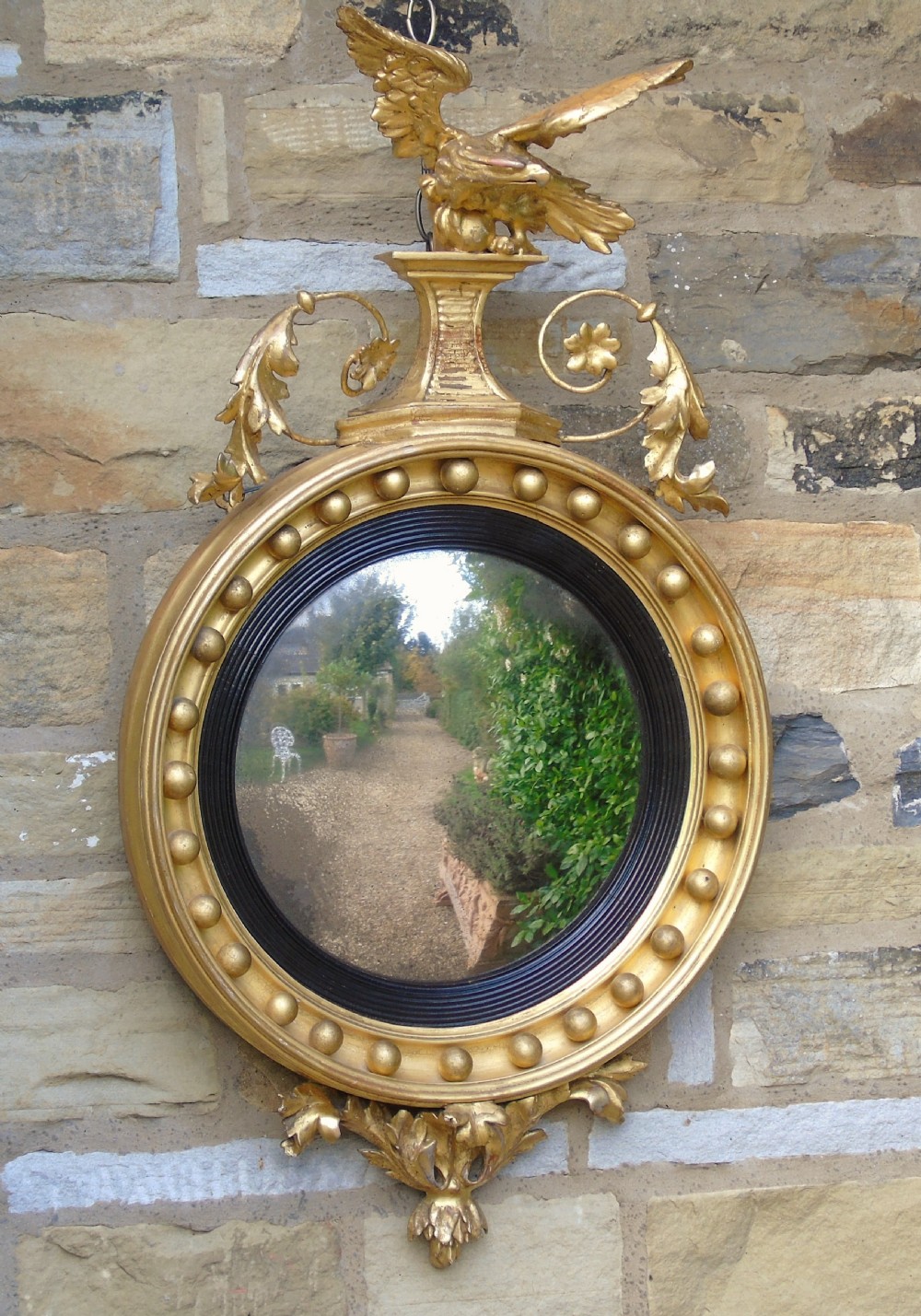 Outstanding Regency Giltwood Mirror With Eagle Crest