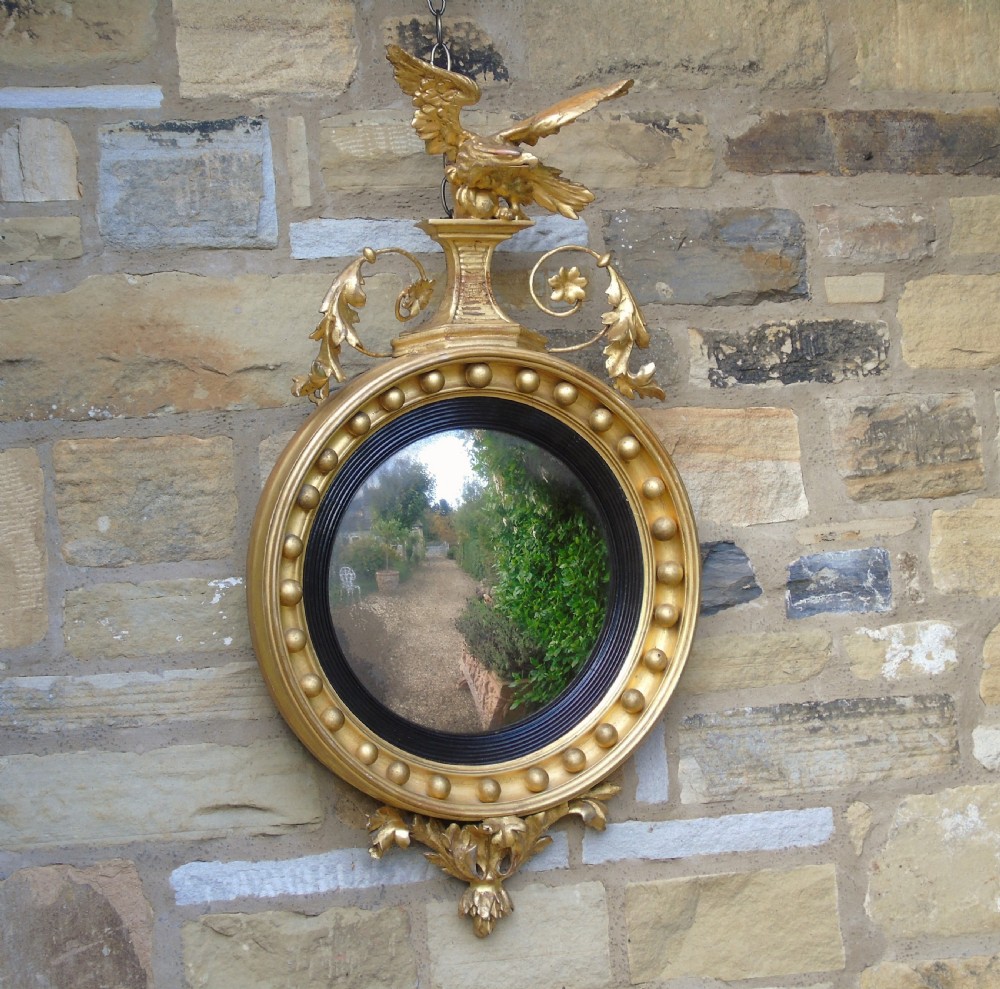 Outstanding Regency Giltwood Mirror With Eagle Crest View III