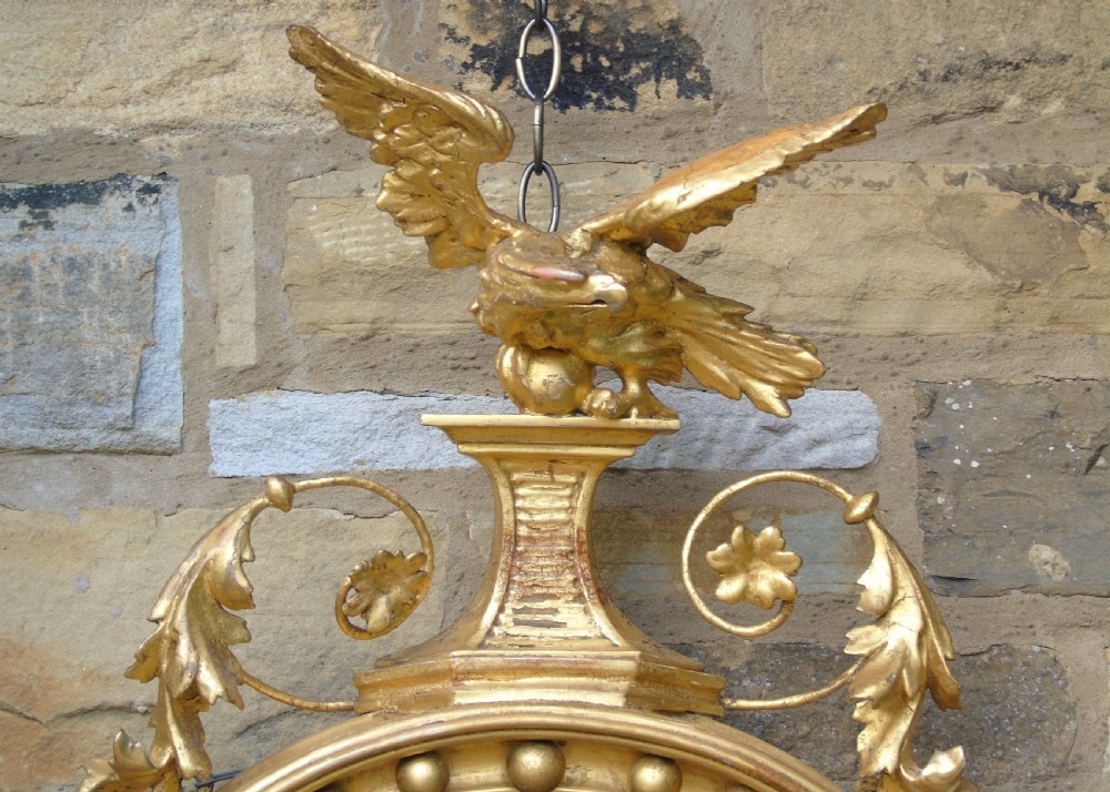 Outstanding Regency Giltwood Mirror With Eagle Crest View VI