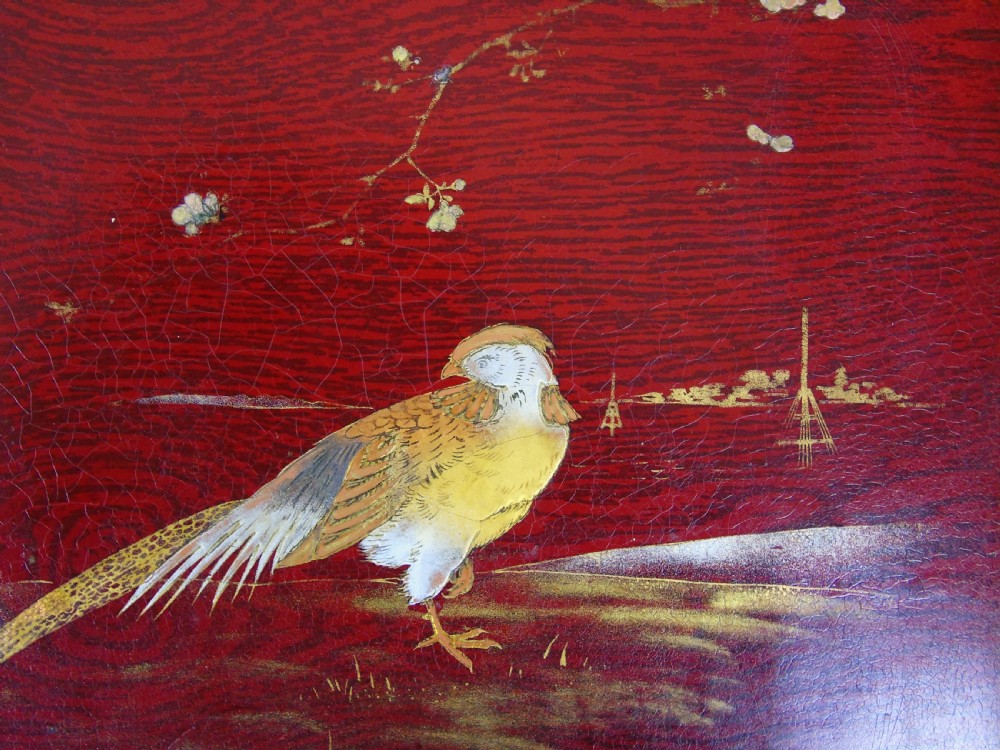 Antique French Lacquered & Faux Bamboo Table  View III