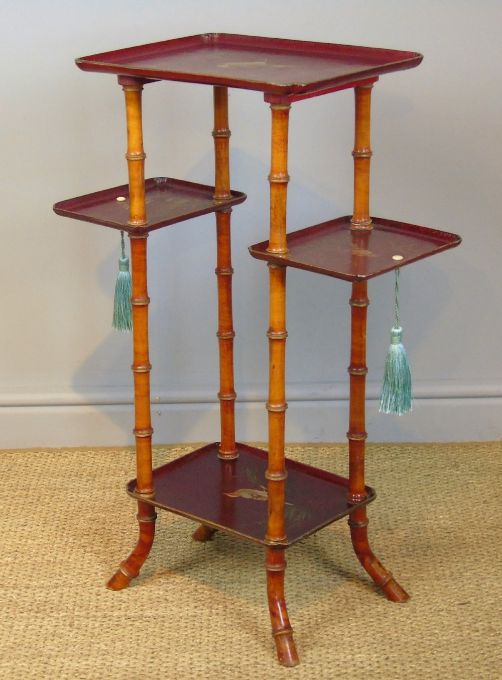 Antique French Lacquered & Faux Bamboo Table  View IV