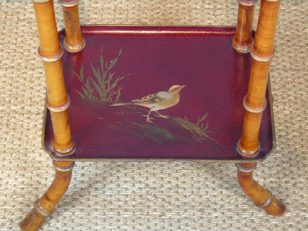 Antique French Lacquered & Faux Bamboo Table  View V