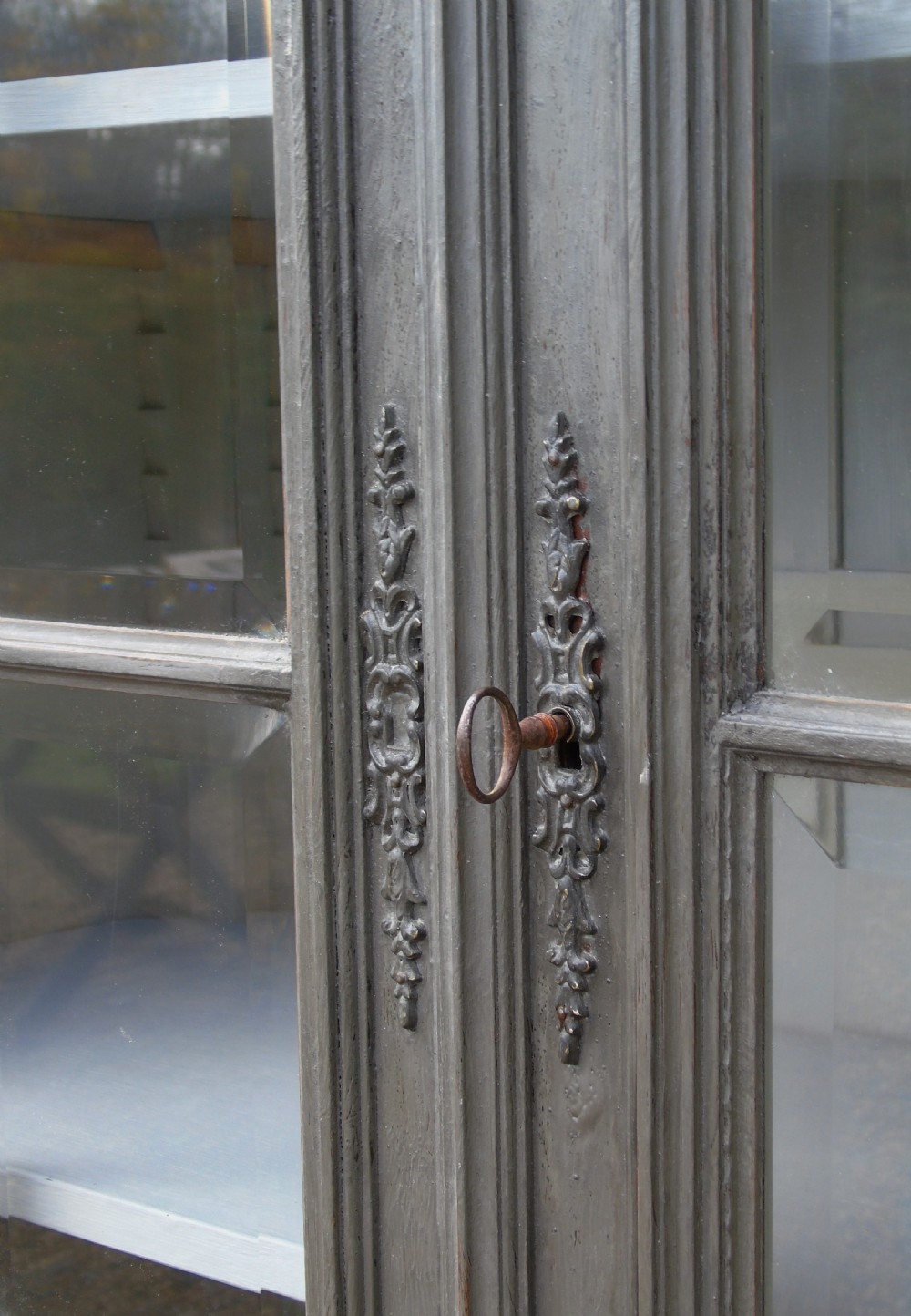 Imposing 19th Century French Glazed & Painted Bookcase Cabinet View V