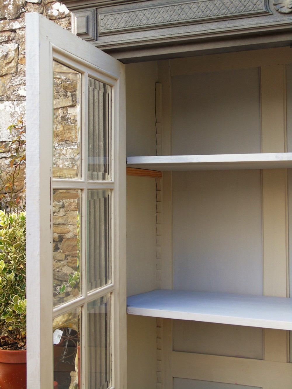 Imposing 19th Century French Glazed & Painted Bookcase Cabinet View VIII