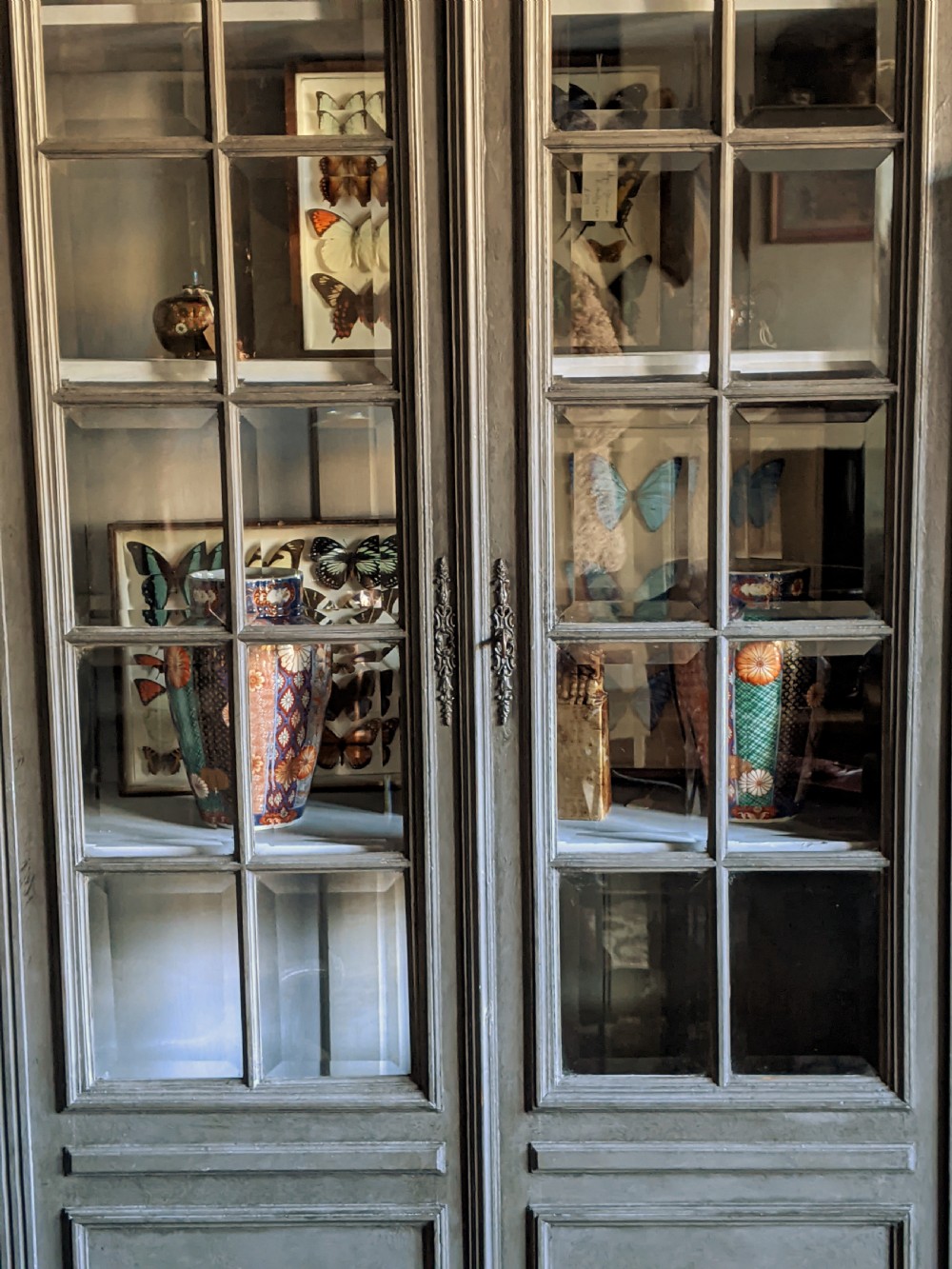 Imposing 19th Century French Glazed & Painted Bookcase Cabinet View IX