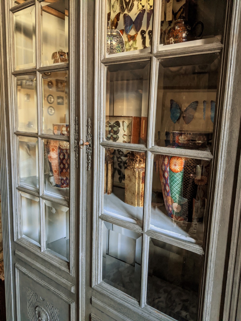 Imposing 19th Century French Glazed & Painted Bookcase Cabinet View X