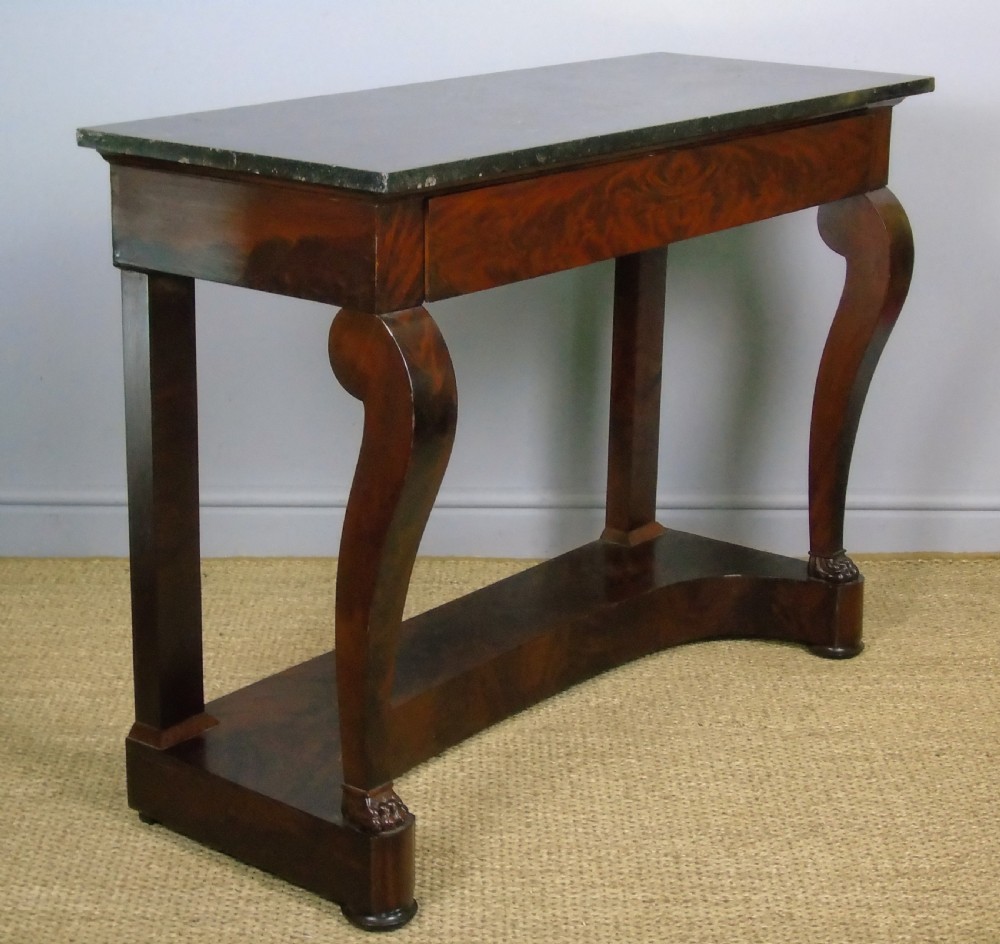 Elegant French Empire Mahogany & Marble Console Table View III