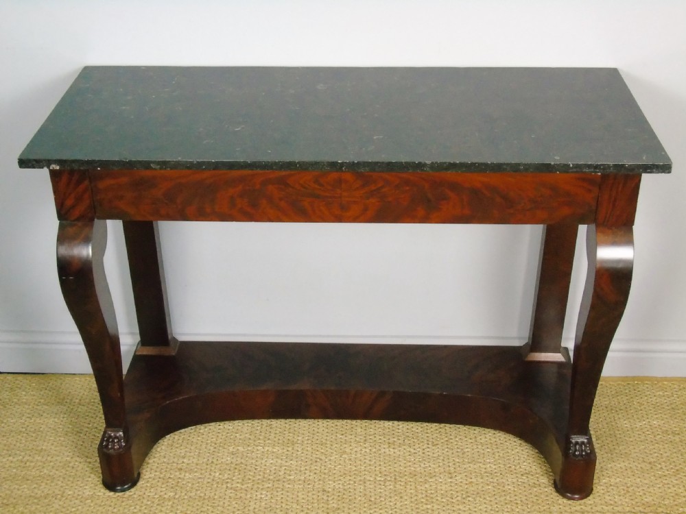 Elegant French Empire Mahogany & Marble Console Table View V