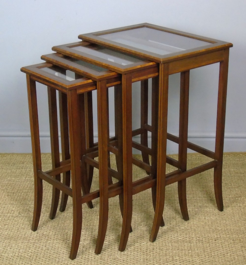 Elegant Inlaid Mahogany Quartetto Nest of Tables