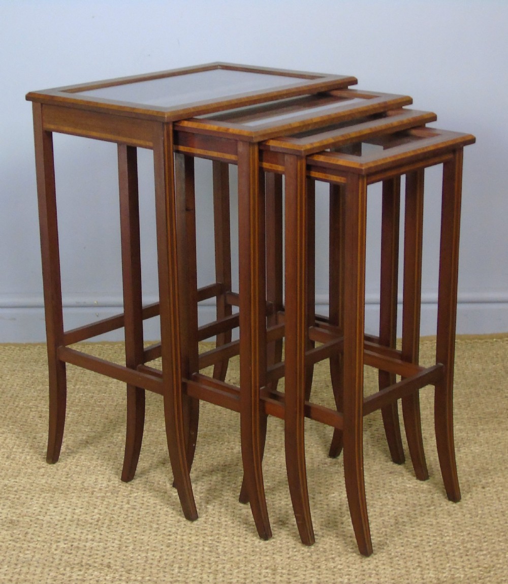 Elegant Inlaid Mahogany Quartetto Nest of Tables View II