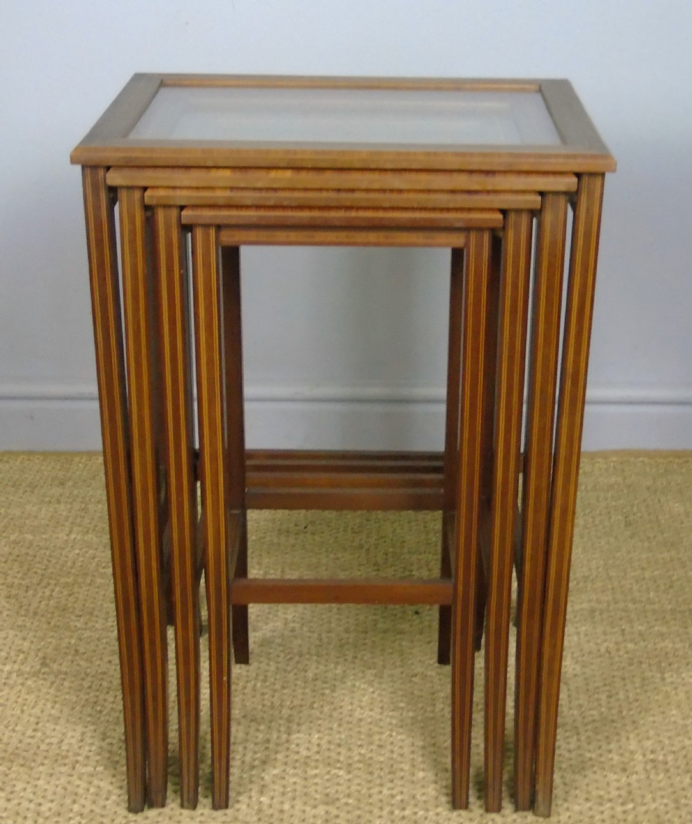 Elegant Inlaid Mahogany Quartetto Nest of Tables View X