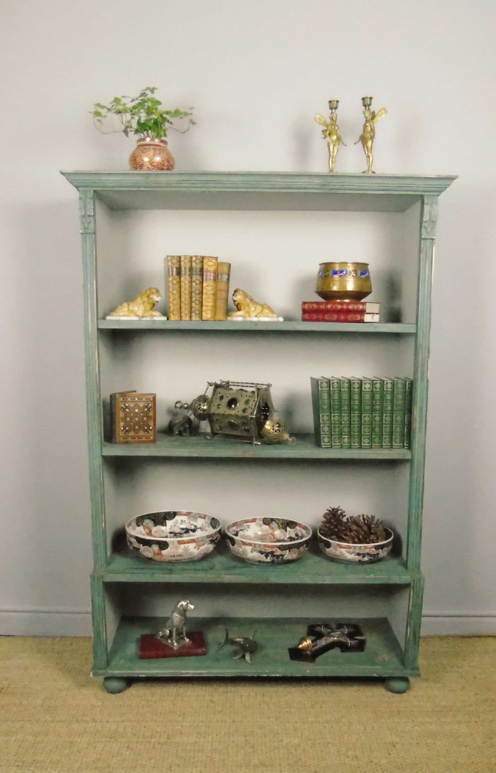 Antique Victorian Painted Bookcase View VII
