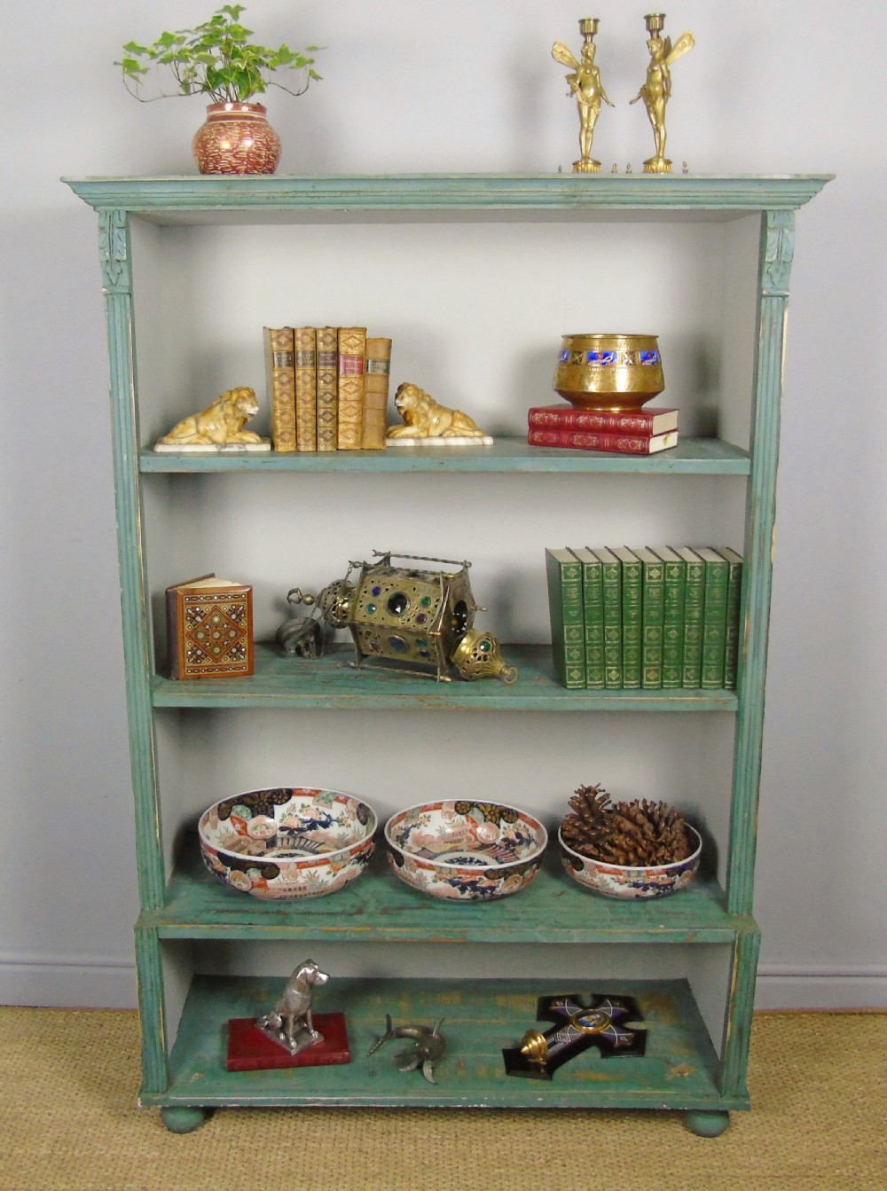 Antique Victorian Painted Bookcase View II