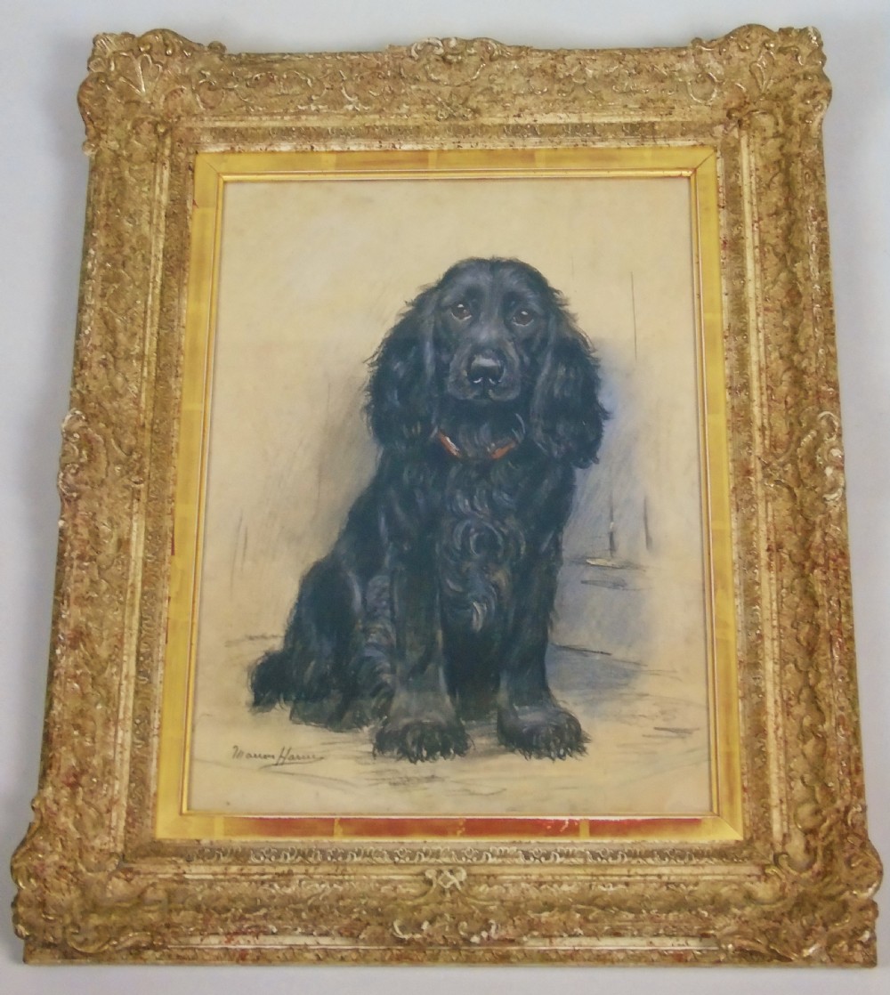 Marion Harvey 1886-1971 Portrait of a Black Spaniel View III