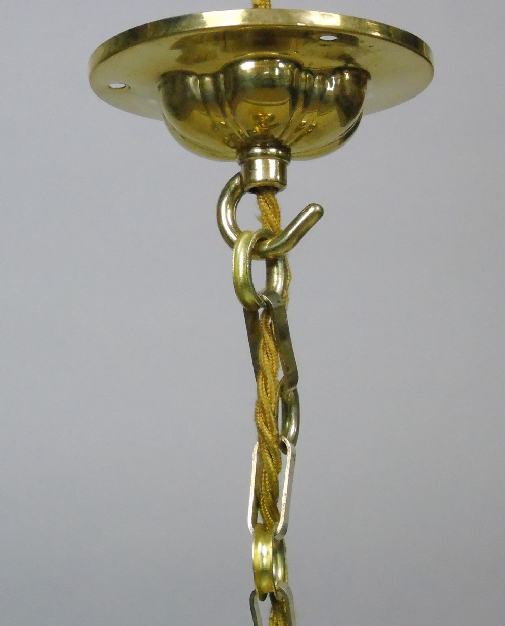 Good Arts & Crafts Hanging Light Vaseline Glass Shade View II