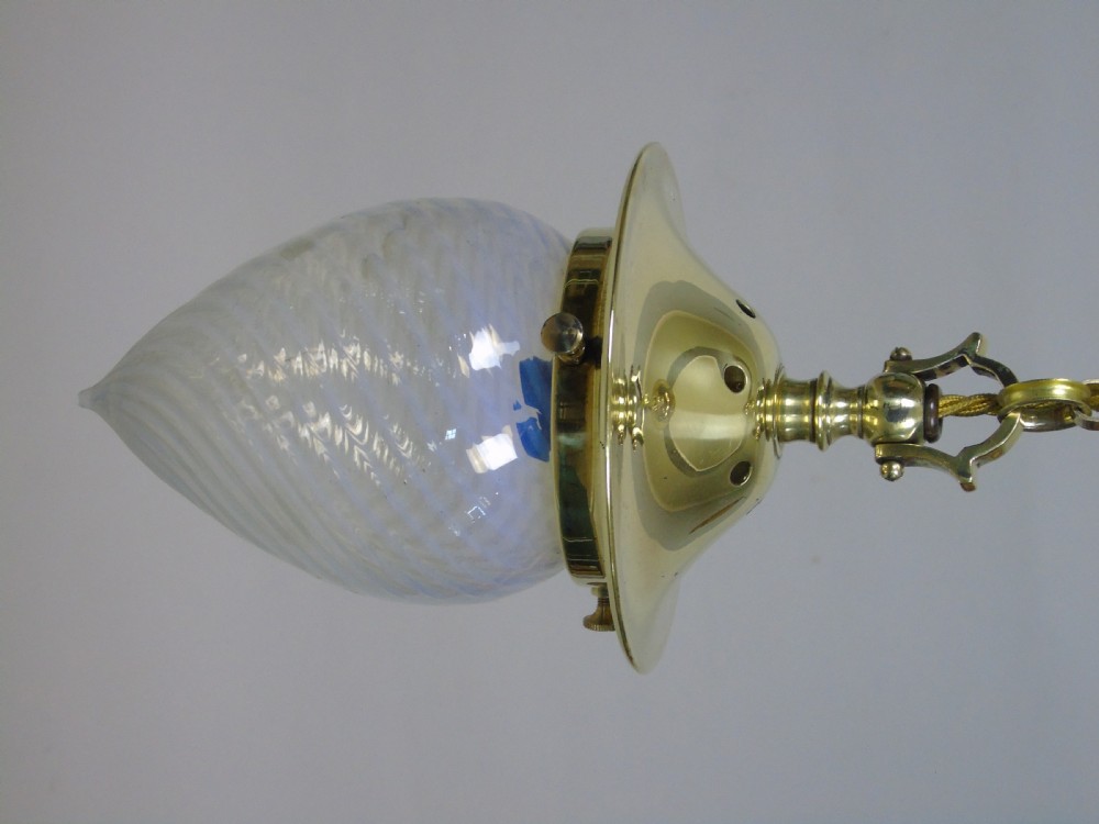Good Arts & Crafts Hanging Light Vaseline Glass Shade View III