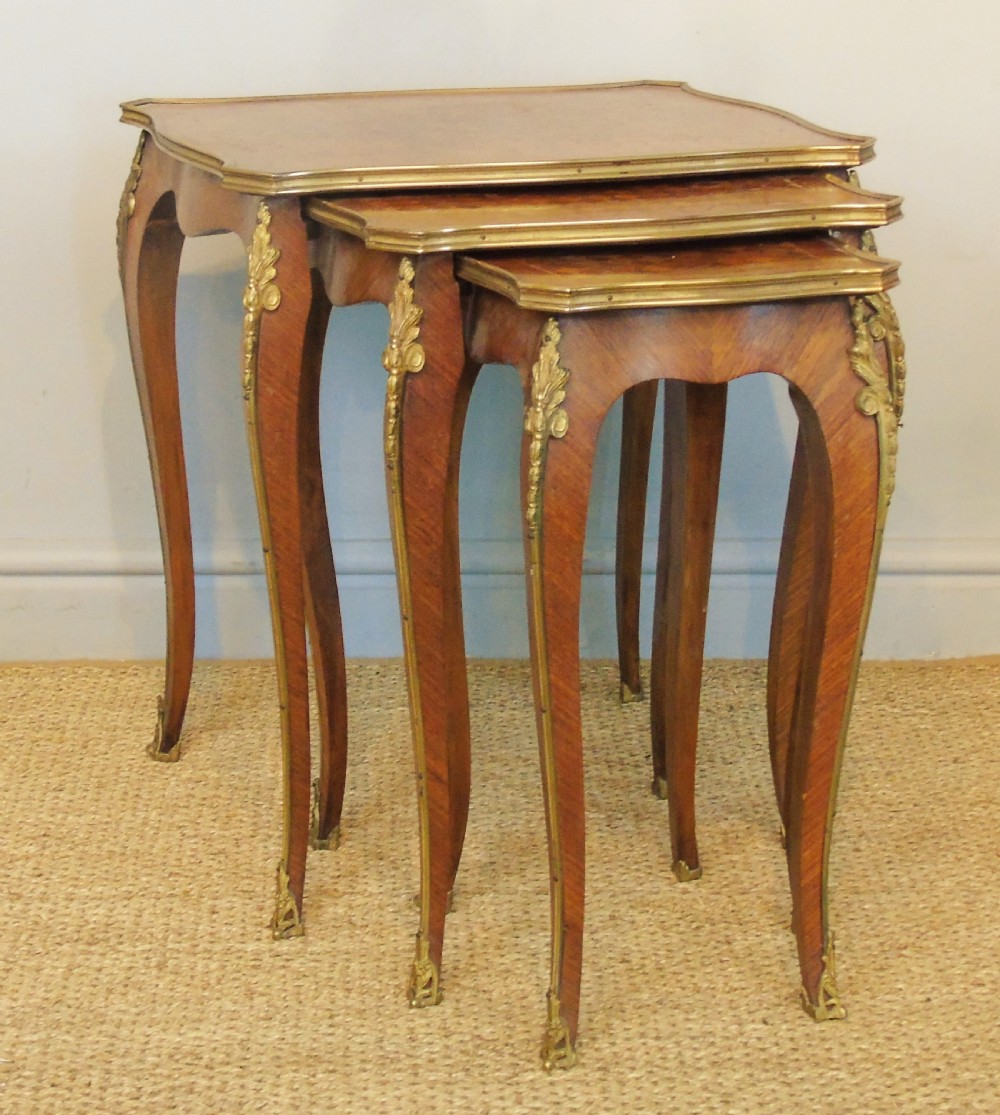 Antique French Nest of 3 Tables Ormolu Mounts