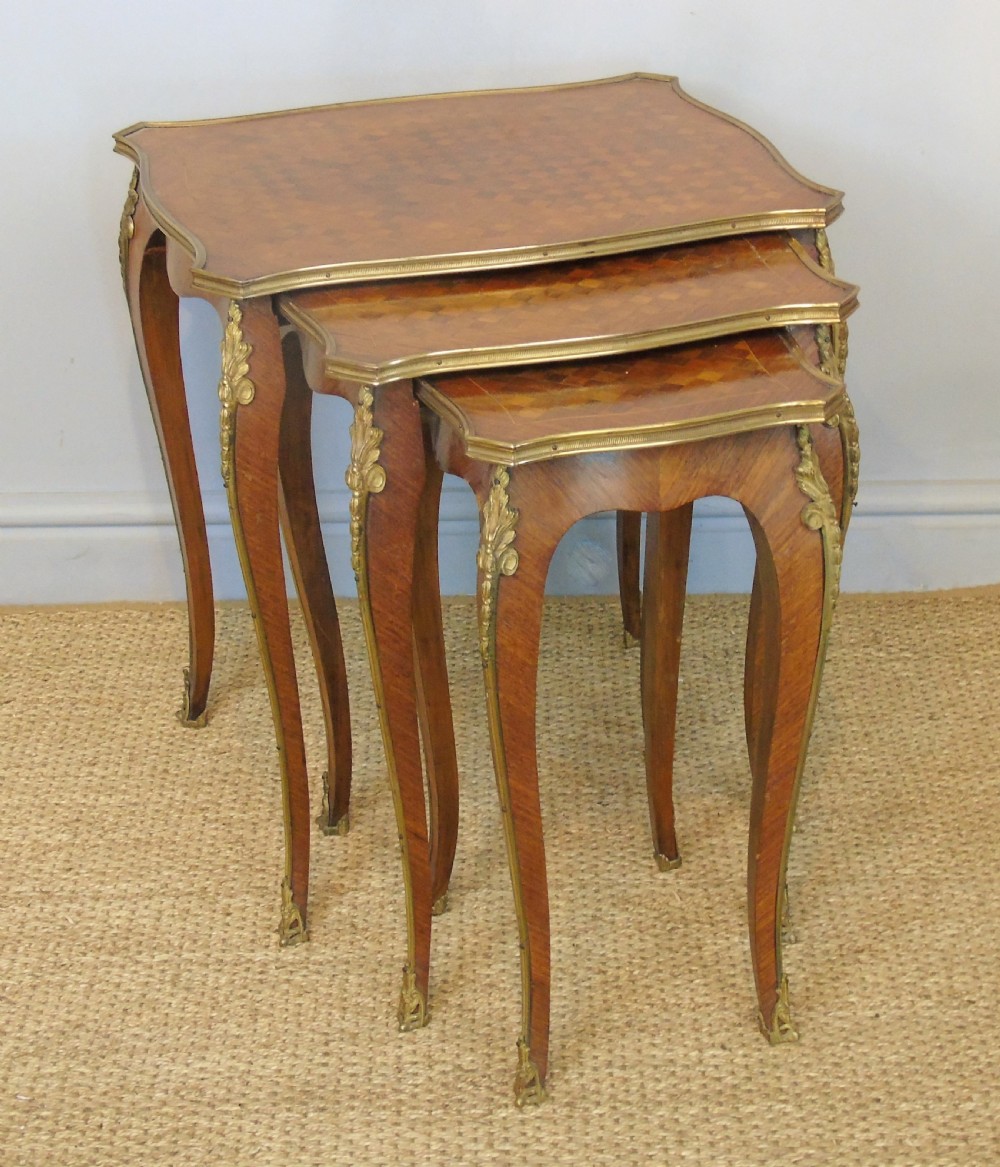 Antique French Nest of 3 Tables Ormolu Mounts View II
