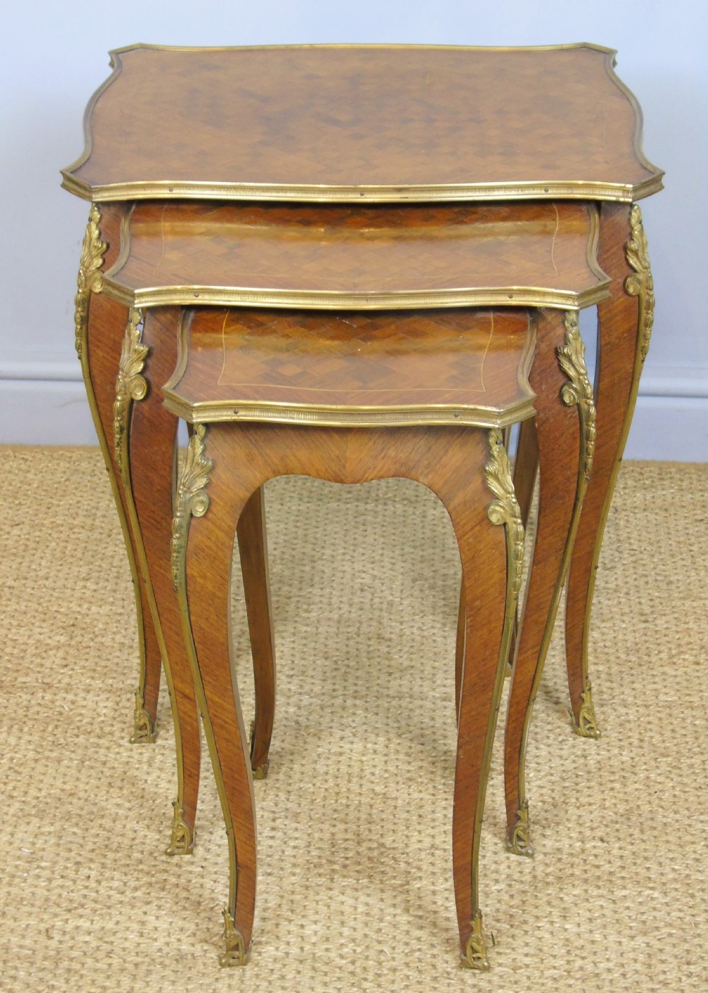 Antique French Nest of 3 Tables Ormolu Mounts View III
