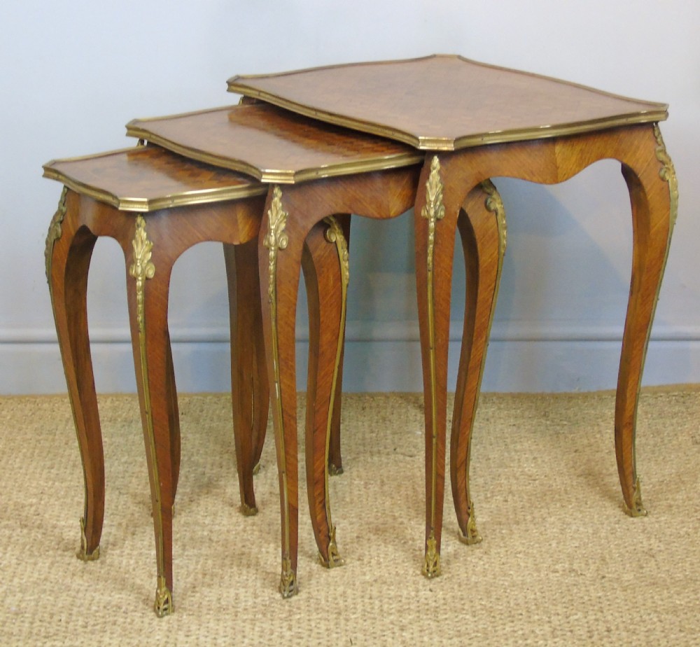 Antique French Nest of 3 Tables Ormolu Mounts View IV