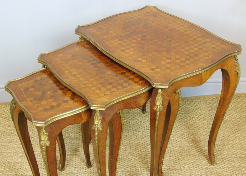 Antique French Nest of 3 Tables Ormolu Mounts View V