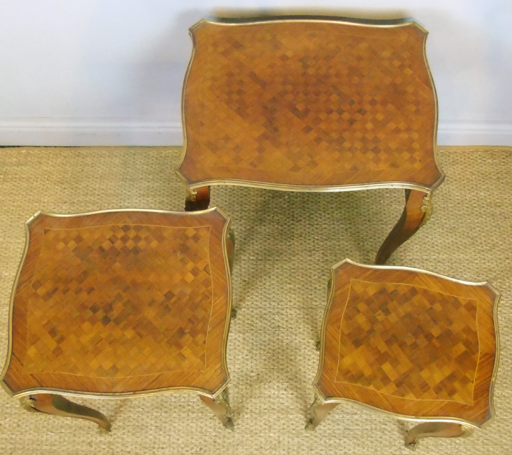 Antique French Nest of 3 Tables Ormolu Mounts View VI