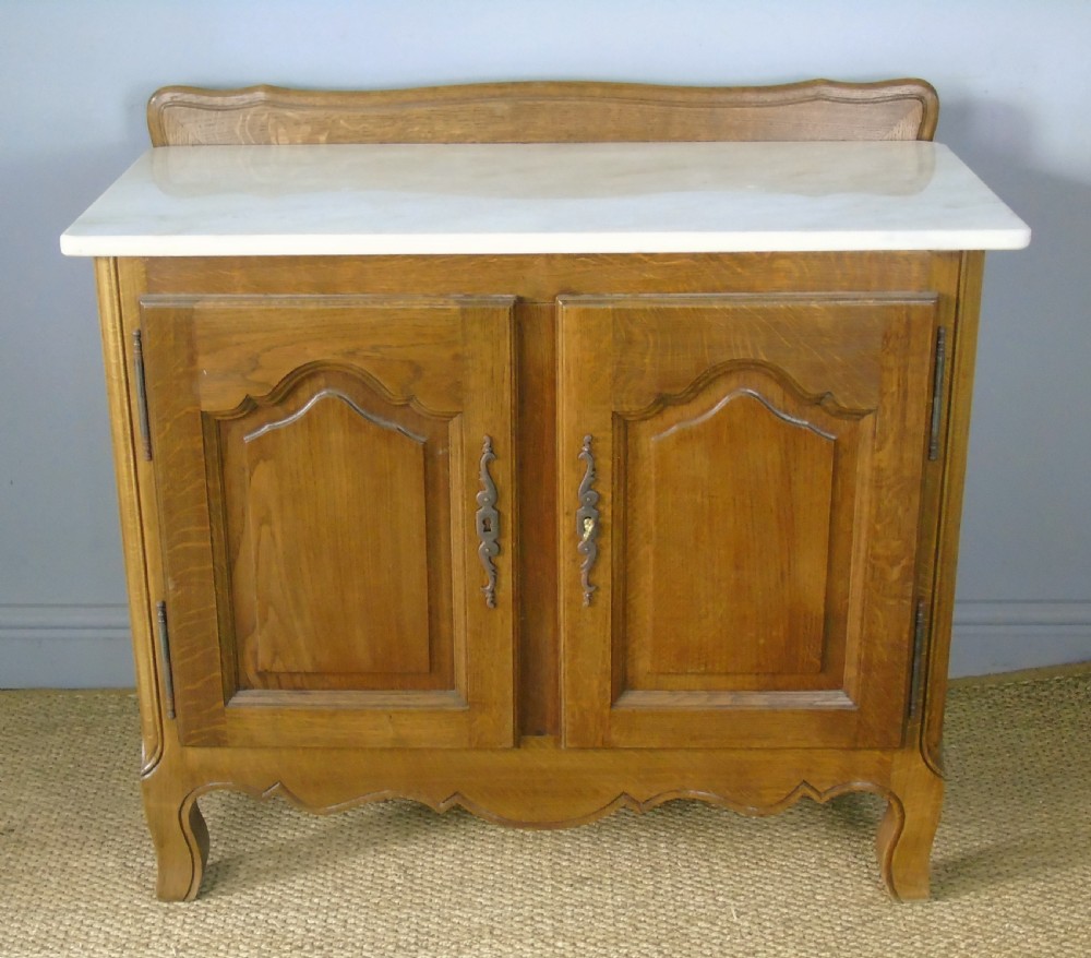 Antique Oak Marble Top Cabinet 