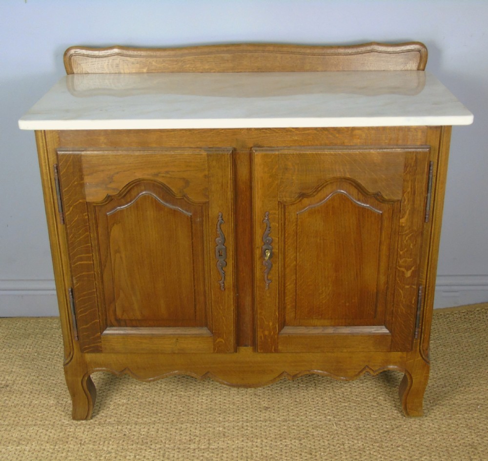Antique Oak Marble Top Cabinet  View II
