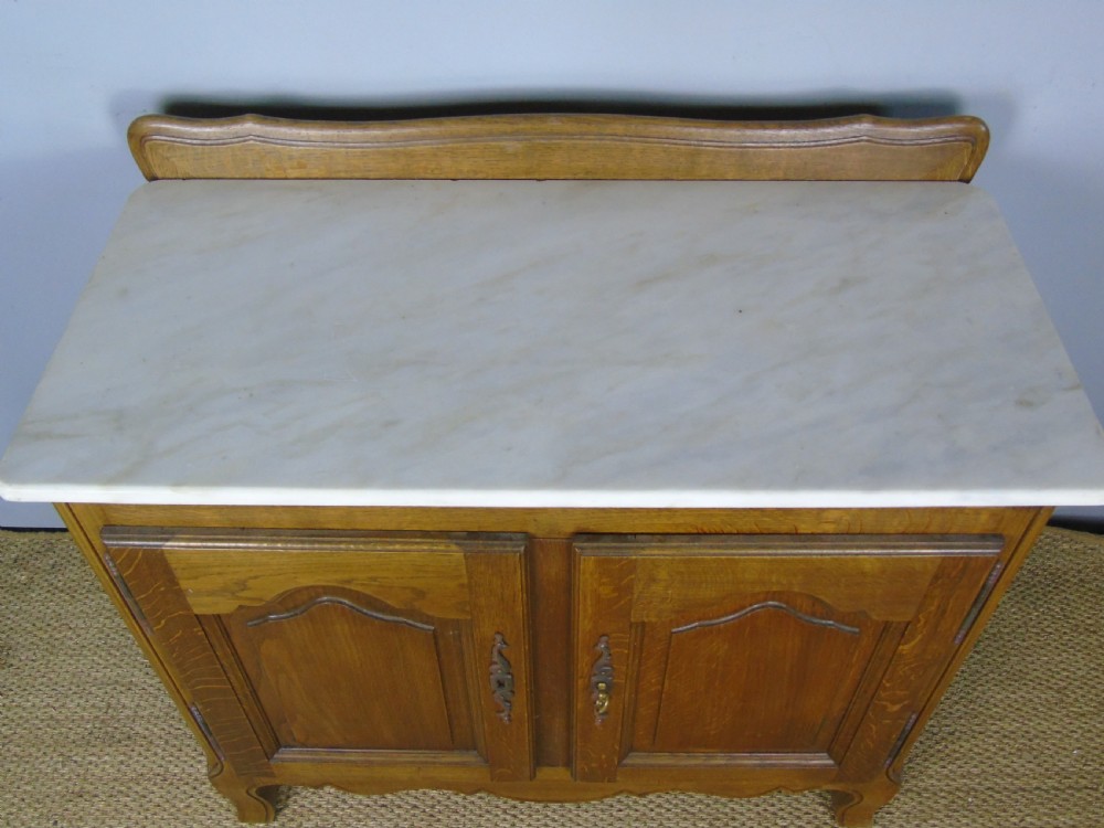 Antique Oak Marble Top Cabinet  View III