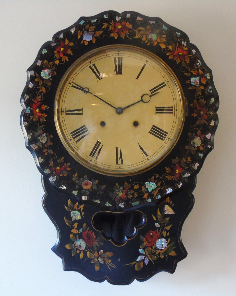 Victorian Mother of Pearl Inlaid Wall Clock