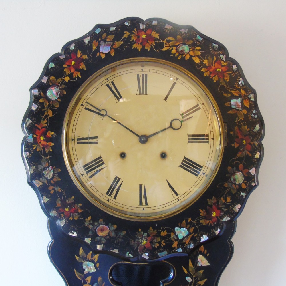 Victorian Mother of Pearl Inlaid Wall Clock View II