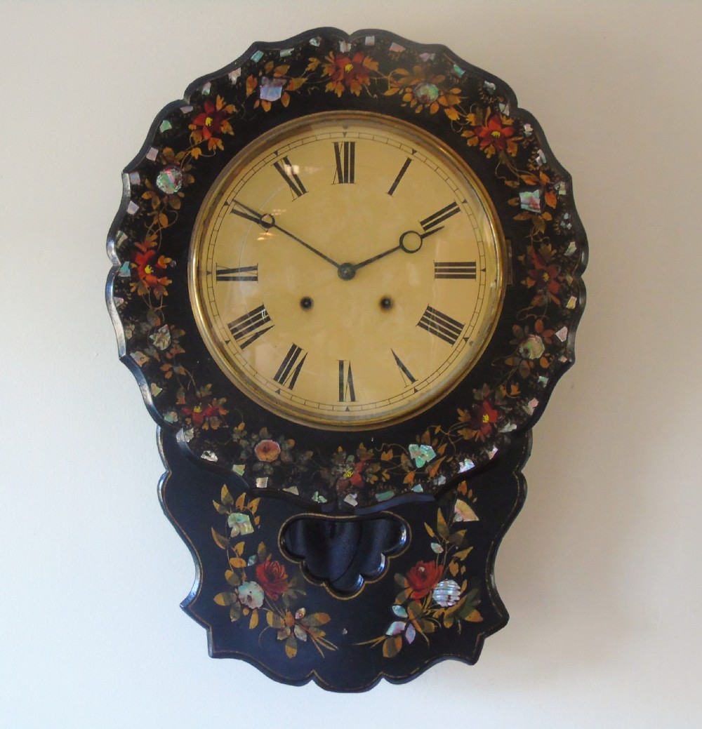 Victorian Mother of Pearl Inlaid Wall Clock View III