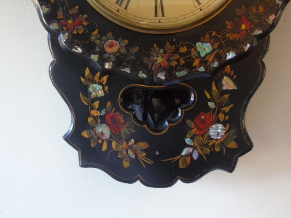Victorian Mother of Pearl Inlaid Wall Clock View IV