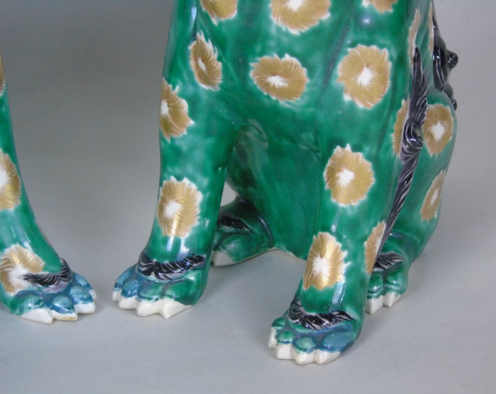 Superb Pair of 19th Century Japanese Porcelain Dogs of Fo Temple Guardians View IX