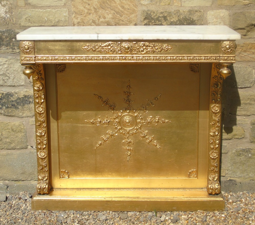 Antique French Gilt and Gesso Console Table Marble Top View X