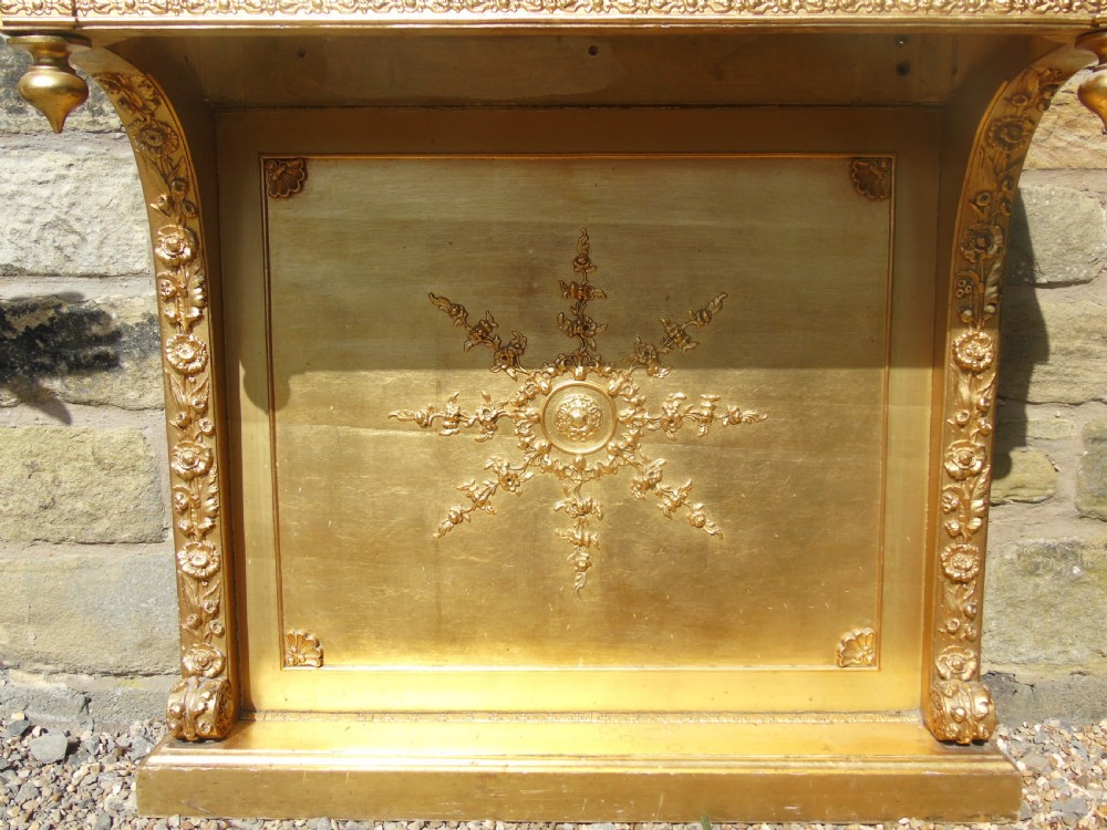 Antique French Gilt and Gesso Console Table Marble Top View IV