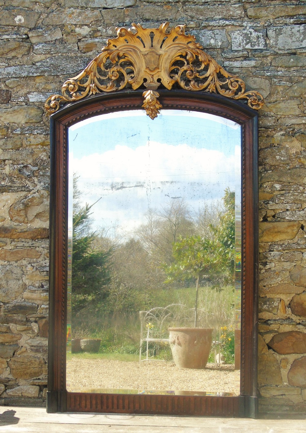 Antique Large Walnut and Parcel Gilt Mirror View VI