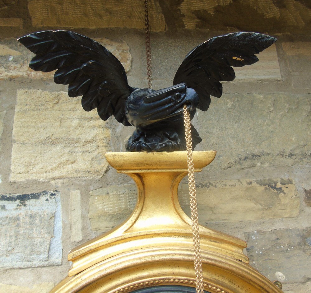 William IV Giltwood Convex Mirror with Eagle View V