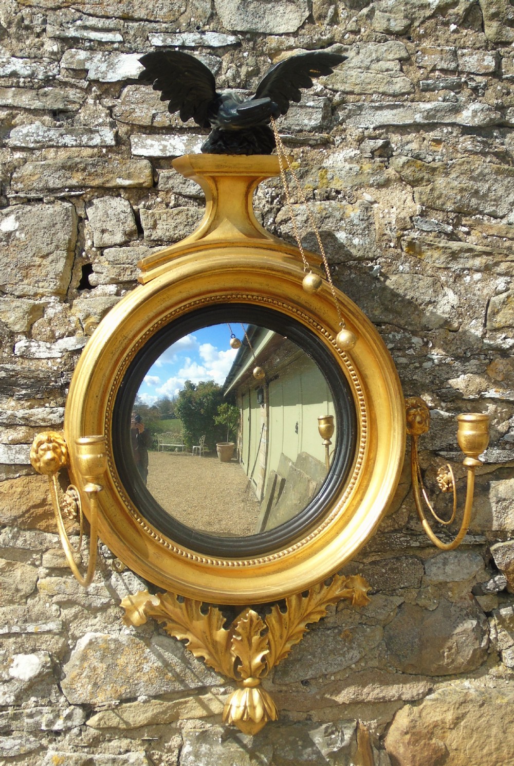William IV Giltwood Convex Mirror with Eagle View VI