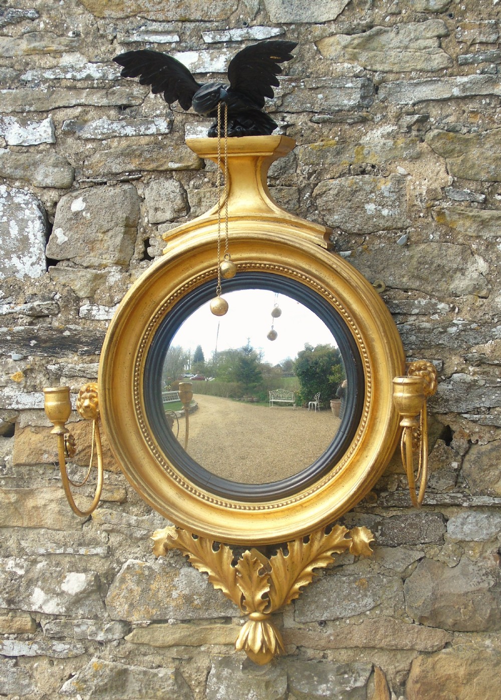 William IV Giltwood Convex Mirror with Eagle View VII