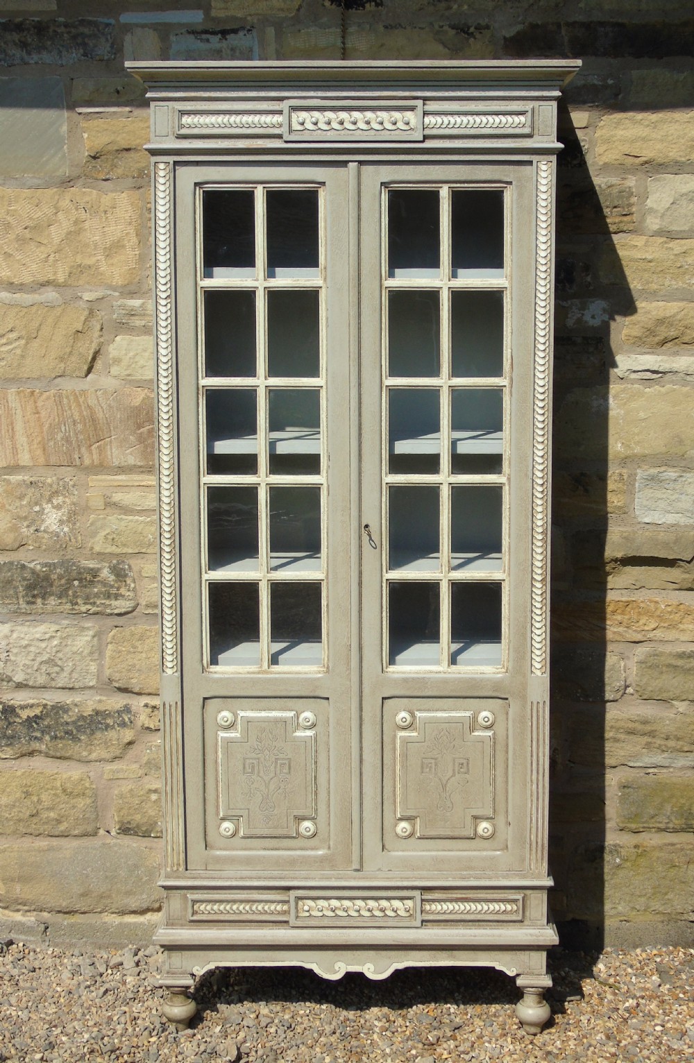 Antique French Painted Display Cabinet Bookcase