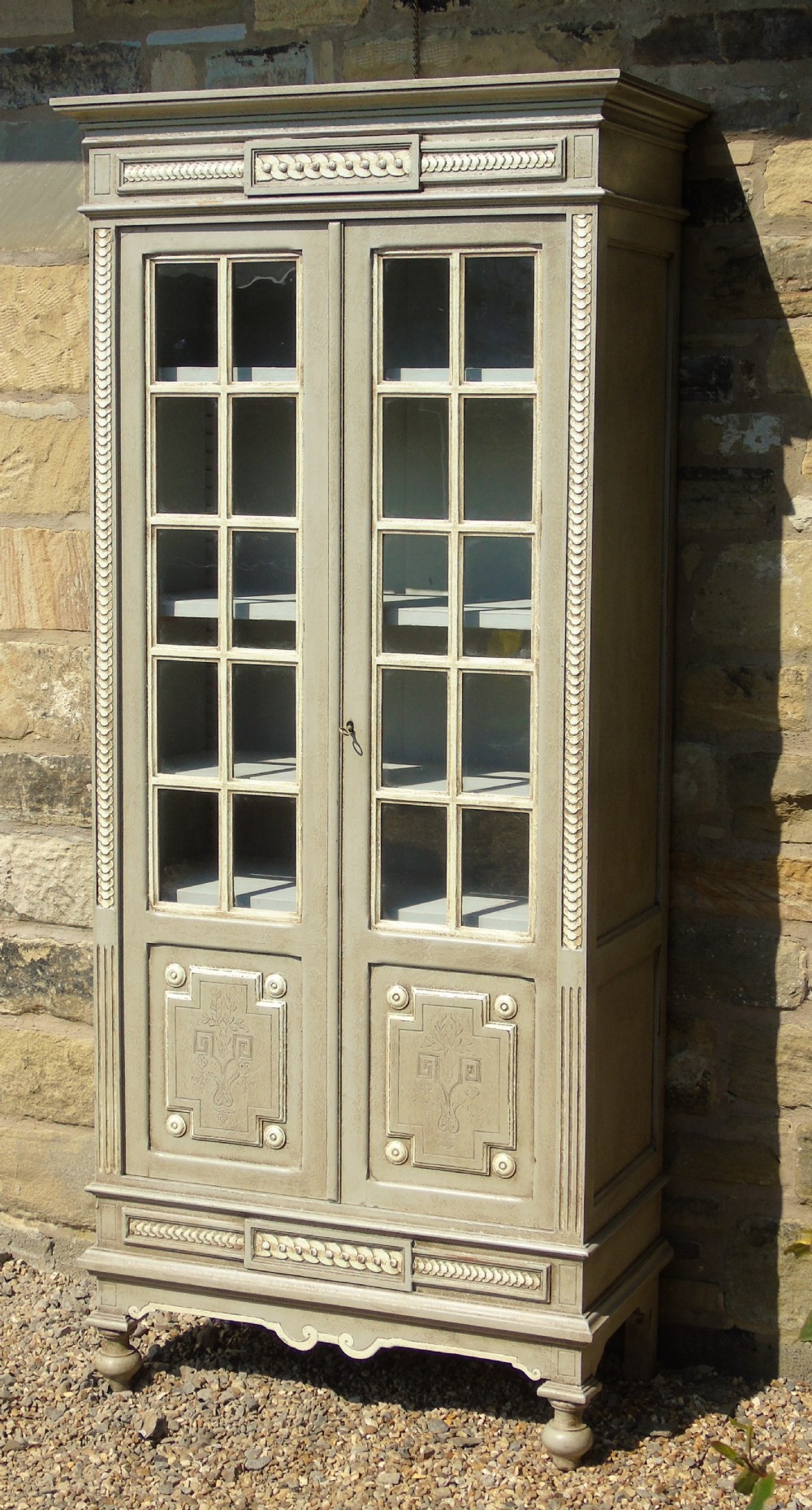 Antique French Painted Display Cabinet Bookcase View III