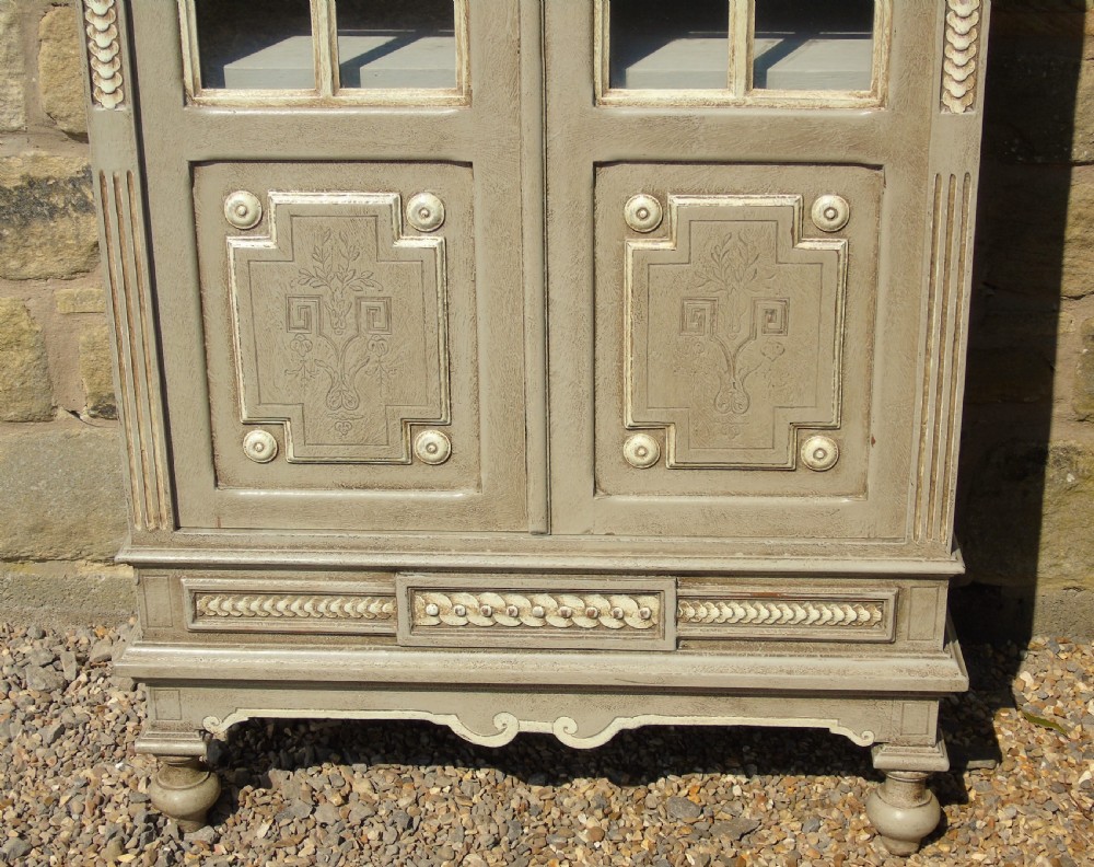 Antique French Painted Display Cabinet Bookcase View V