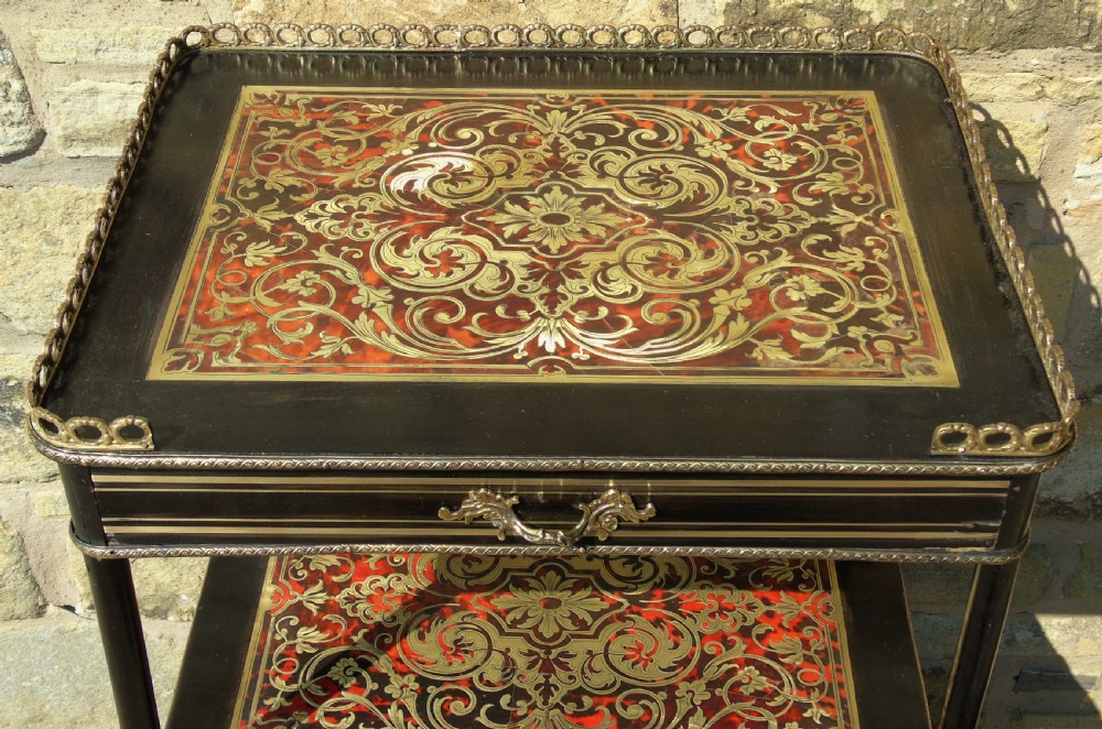 Victorian Boulle Work Ebonised Side Table Etagere View VI