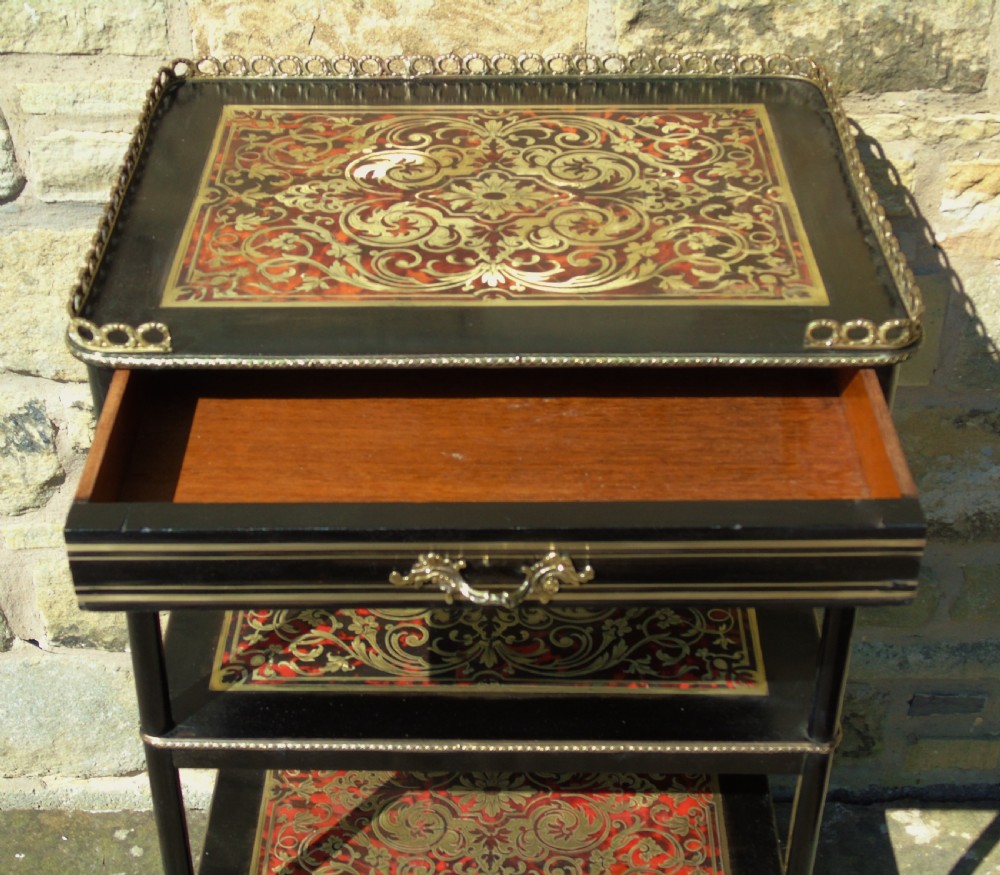 Victorian Boulle Work Ebonised Side Table Etagere View XII