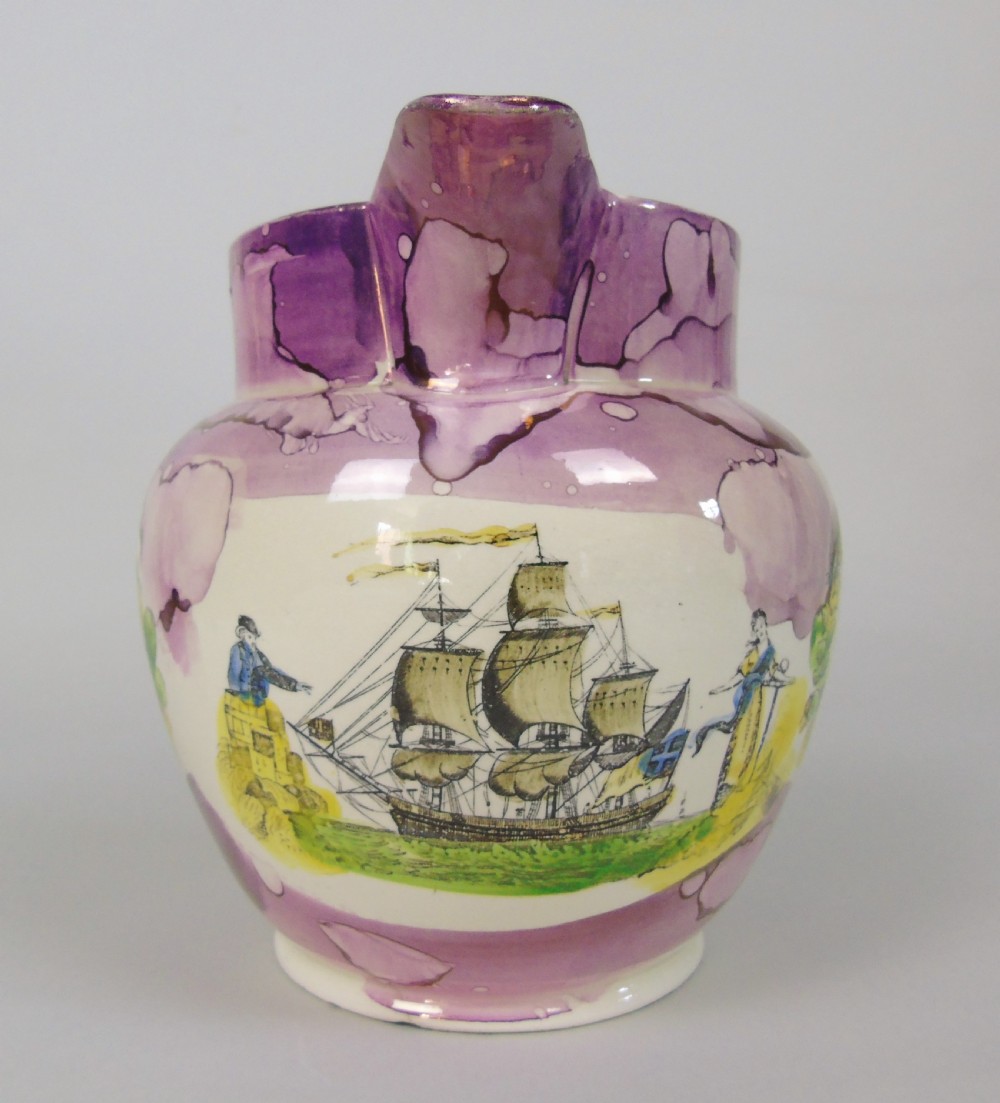 Sunderland Pink Lustre Jug Maritime View II